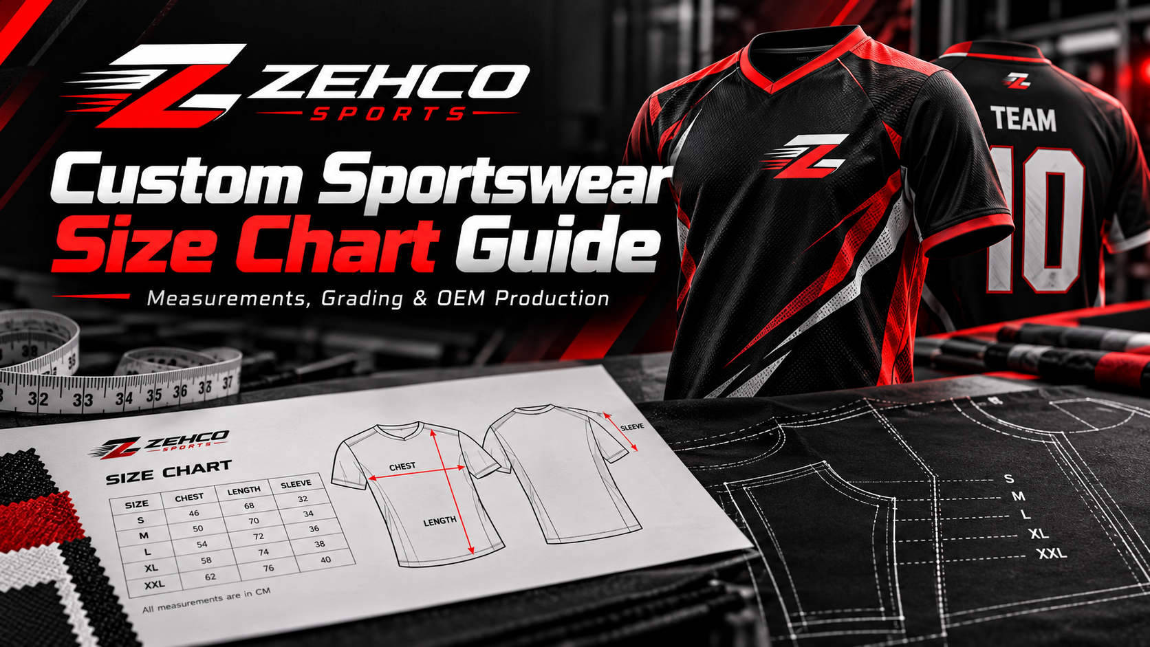 Custom Sportswear Size Chart Guide: Measurements, Grading and OEM Production