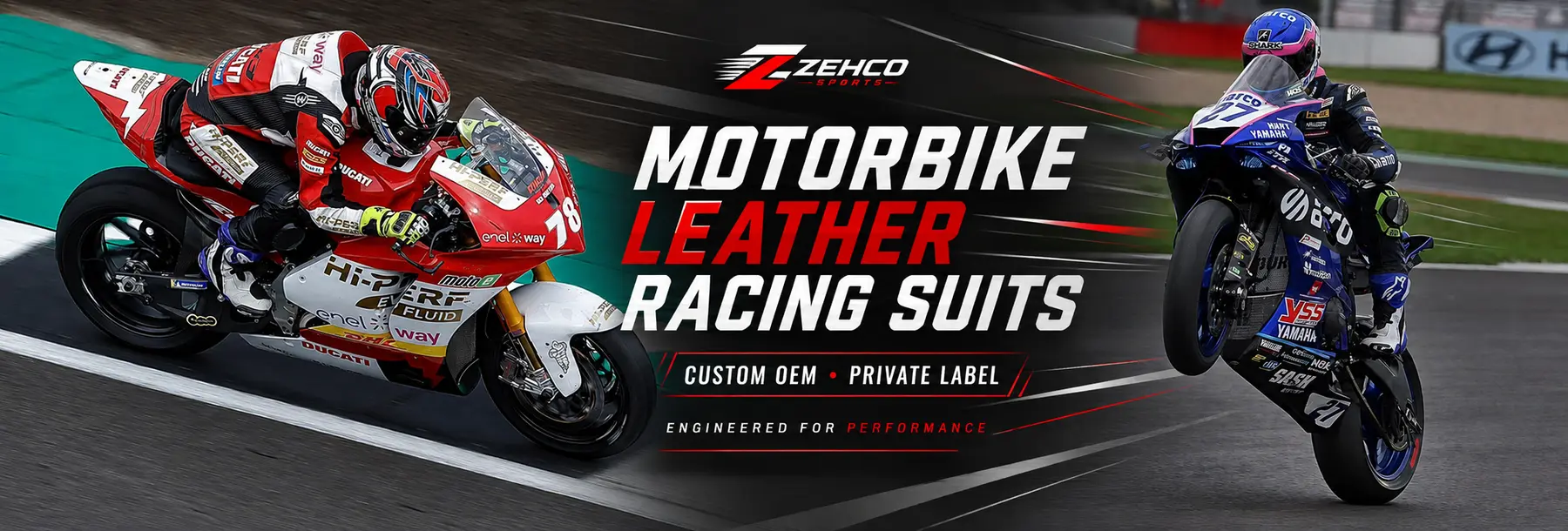 Motorcycle Racing Wear Leather and Cordura Suits by ZEHCO Sports